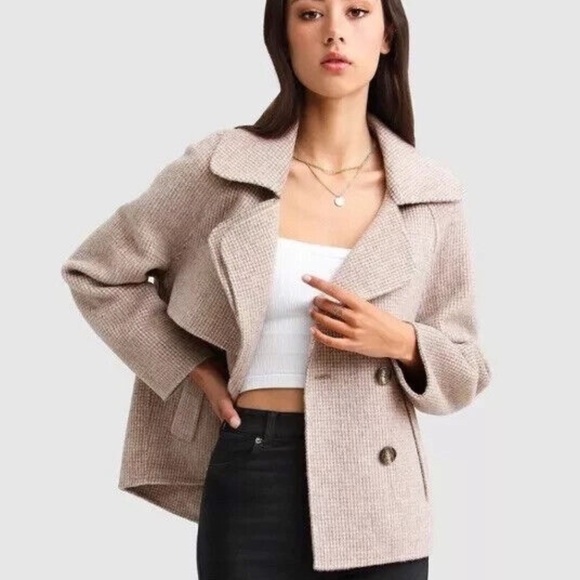 $263 Unworn Belle & Bloom I'm Yours Wool Blend Peacoat in Beige - Picture 2 of 9